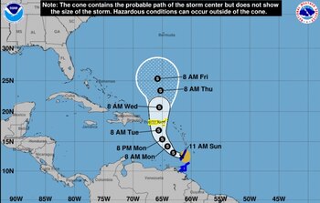 Karen avanza a una velocidad